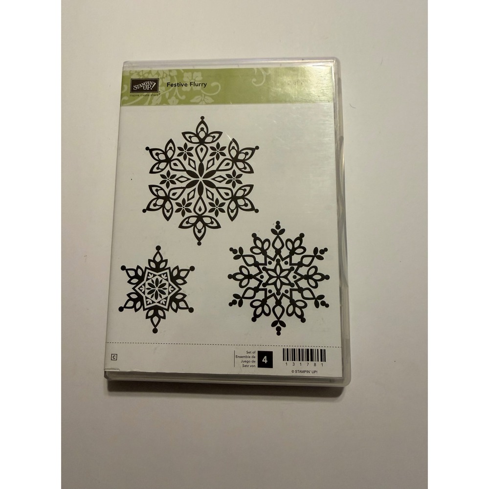 Stampin' Up! Festive Flurry Rubber Mount Stamp‎ Set Winter Snowflakes